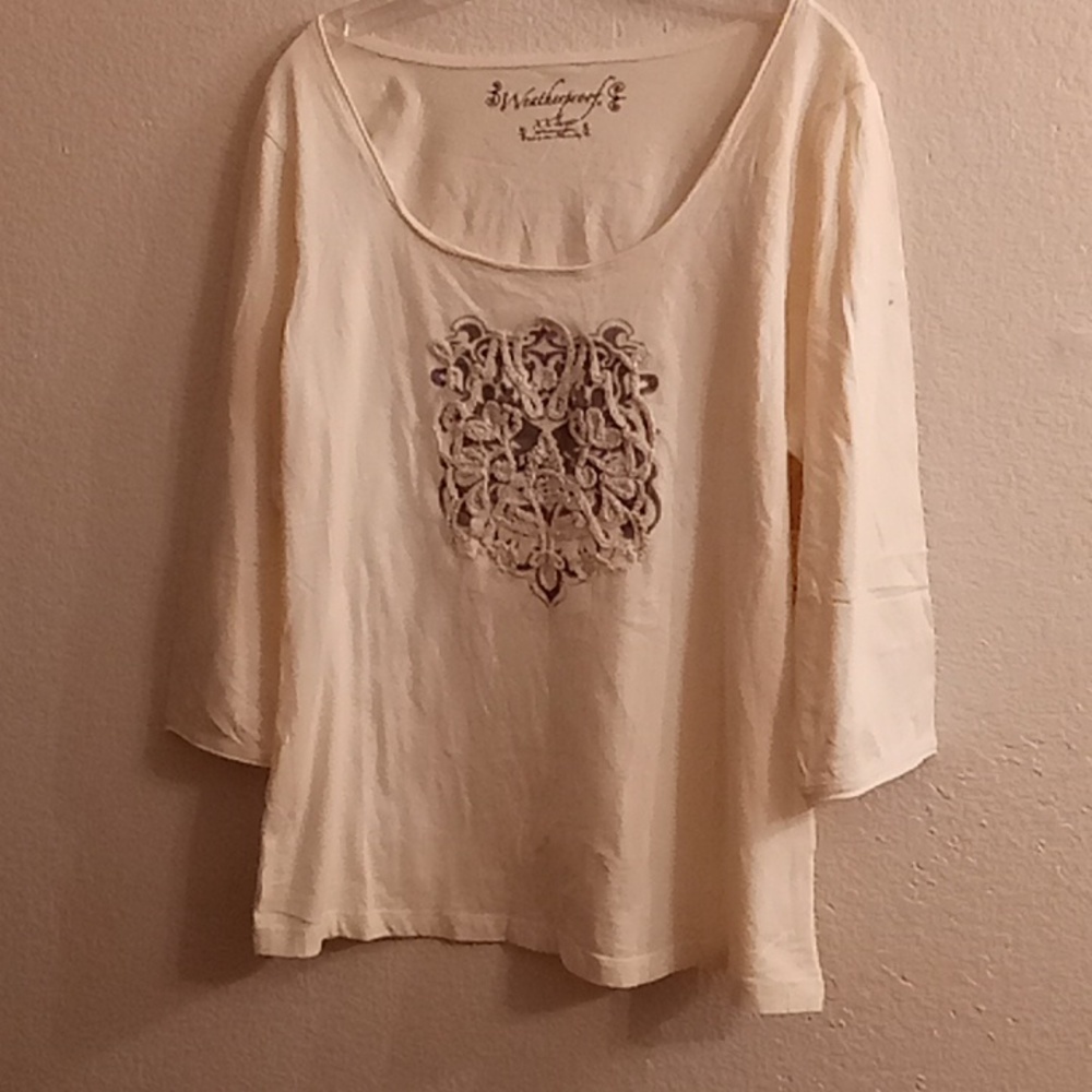 NEW Weatherproof Boho Cottagecore Hippie Contemporary Sz XXL Ecru-Black Colors ?